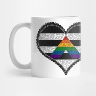 Elegant LGBT Ally Pride Decorative Heart in Pride Flag Colors Mug